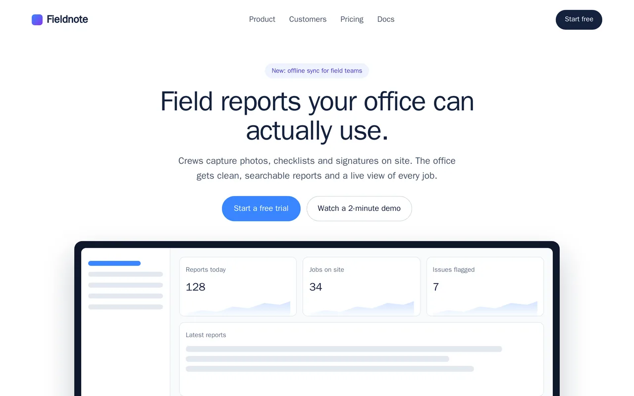 Figma to code: marketing site for a field-reporting SaaS