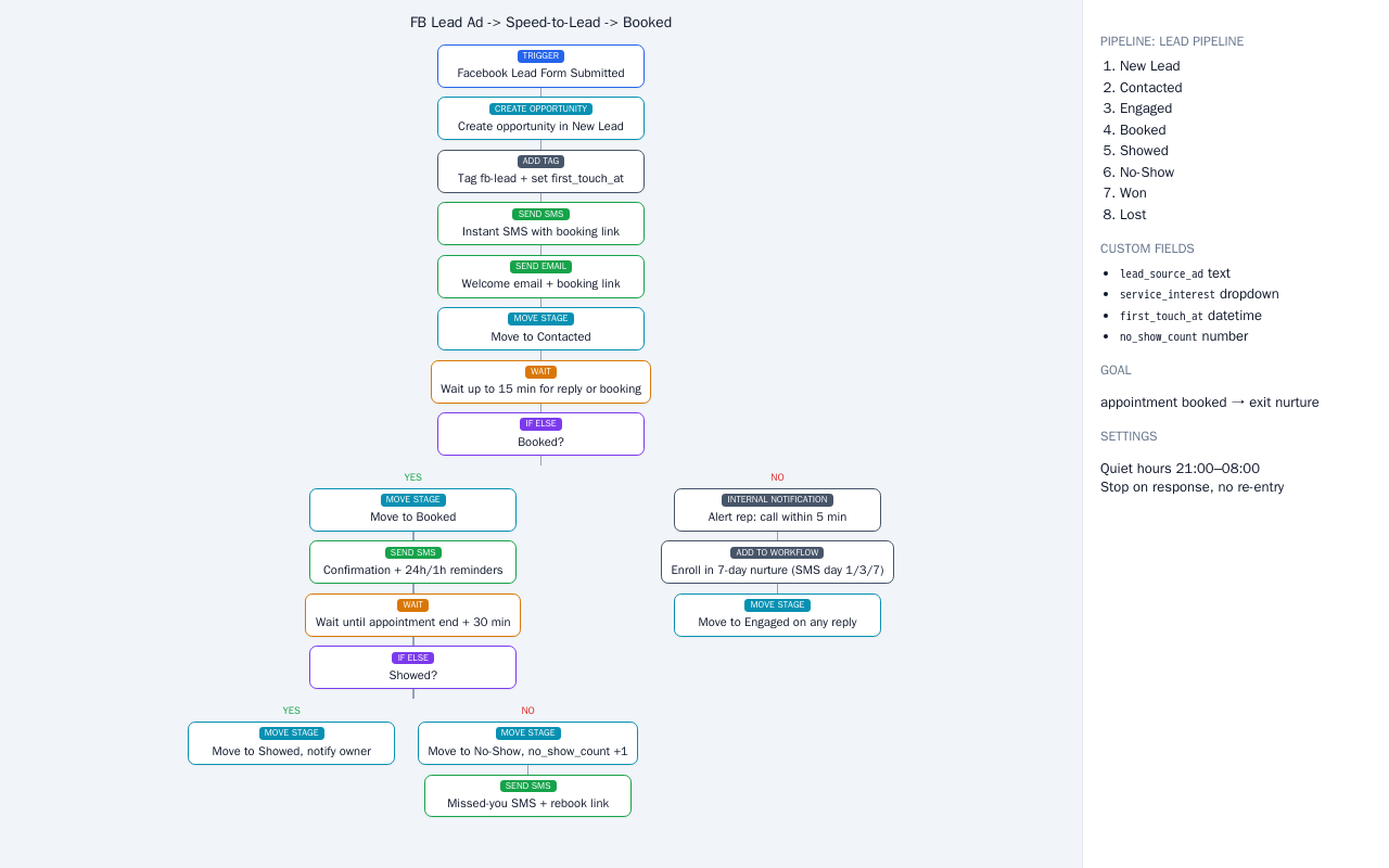 GoHighLevel speed-to-lead workflow blueprint